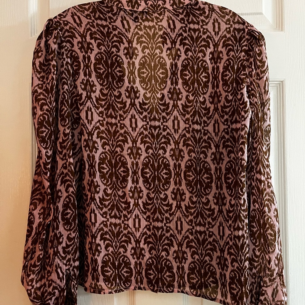 SAGE + FIG/women’s NWOT LS Elegant Patterned Blouse - Pink and Brown Size S - Picture 5 of 5